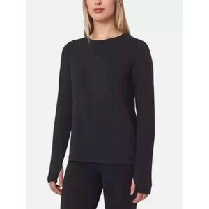 Mondetta Long Sleeve Performan Wear Stretch Top With Thumb Holes Black Medium